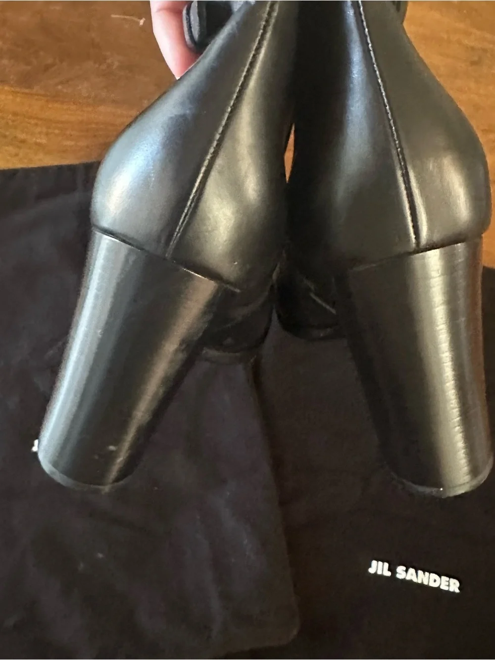 Jil Sander black leather booties ladies size 40 NWOB
